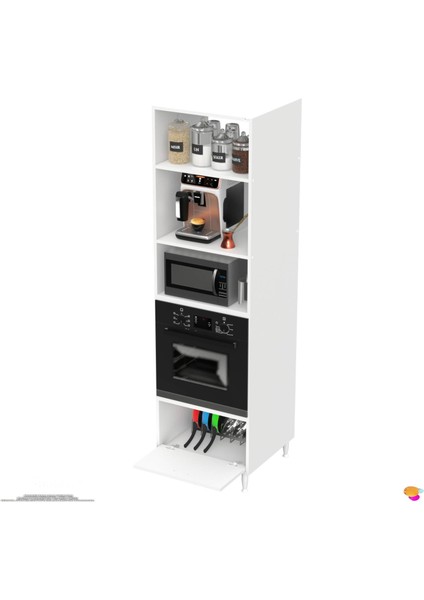Meri Ankastre Dolabı 1 Kapaklı Mini/midi Mikrodalga Mutfak Fırın Dolabı Beyaz Dolap 60X217X56 cm fırsatları