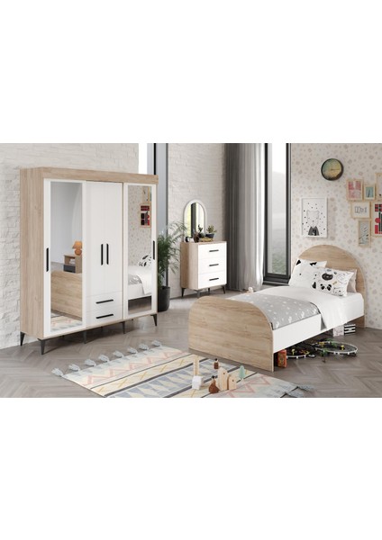 Ildır Çocuk Odası Takımı 3 Parça Tamamı Mdf Flora Beyaz