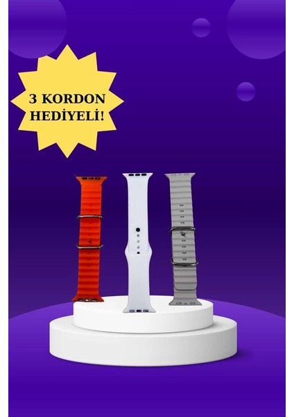 Akıllı Saat Arama Görüşme Bildirim Görme Uyku ve Sağlık Takibi Nabız Ölçer 3 Kordon Hediy modelleri