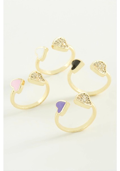 Kalp Taşlı Mineli Eklem Yüzük