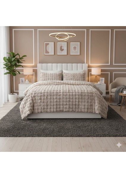 Comfort Set Yorgan Seti Seti Çift Kişilik Puff Loria Pudra