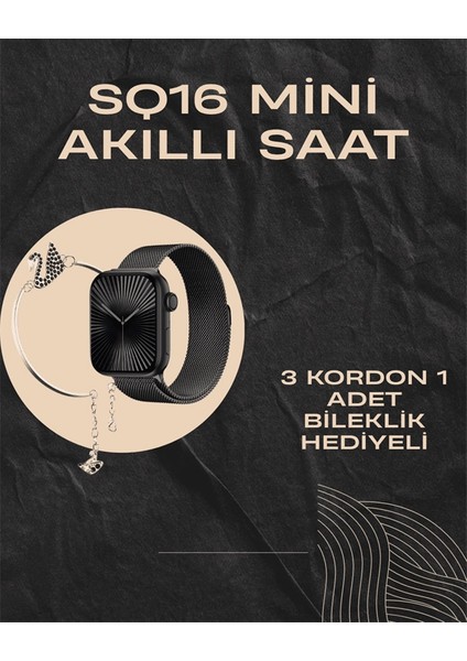 Sq-16 Mini Series 10 Akıllı Saat | Şık ve Hafif Tasarım, 3 Kordon Seçeneği fiyatları