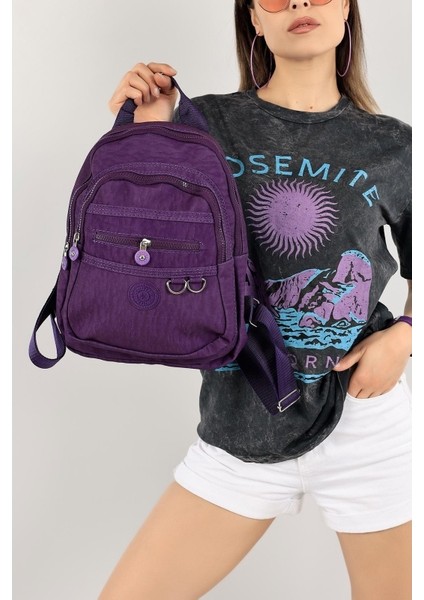 Figürlü Mor Renk Okul Çantası