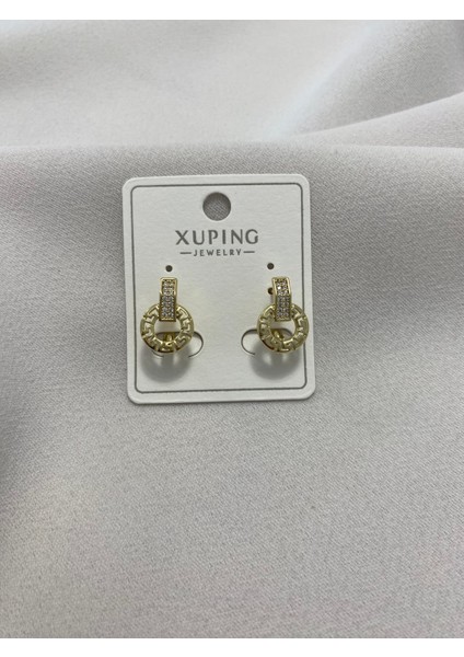 Xuping 14K Altın Kaplama Hediyelik Suya Dayanıklı Kadın Küpe Gold Küpe Şık ve Modern Taşlı Zarif Küpe Parlak Görünüm Minimal Gold Küpe Günlük Kullanım Için Ideal