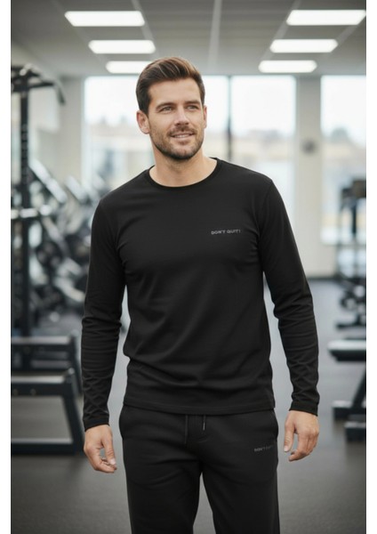 Kışlık Pamuklu Erkek Eşofman Pijama Takımı (Slim Fit - Düz Paça) Siyah fiyatları