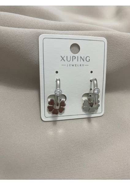 Xuping Rodyum Kaplama Hediyelik Suya Dayanıklı Kadın Halka Şık Modern Taşlı Zarif Parlak Görünüm Minimal Boşnak Pırpır Küpe Günlük Kullanım Için Ideal