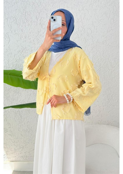 2352 Önü Bağıcıklı Eskitme Detaylı Kimono modelleri