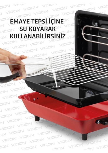 Pazaraza Vioon Elektrikli Izgara Barbekü Mangal Kebapçı Balıkçı Emaye Gövdeli Büyük Boy 40X30 cm fiyatları
