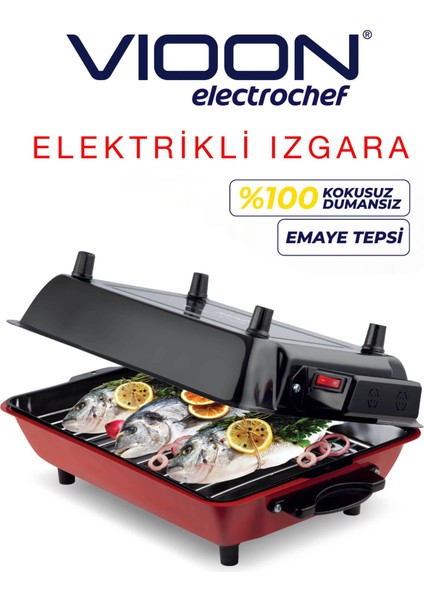 Pazaraza Vioon Elektrikli Izgara Barbekü Mangal Kebapçı Balıkçı Emaye Gövdeli Büyük Boy 40X30 cm modelleri