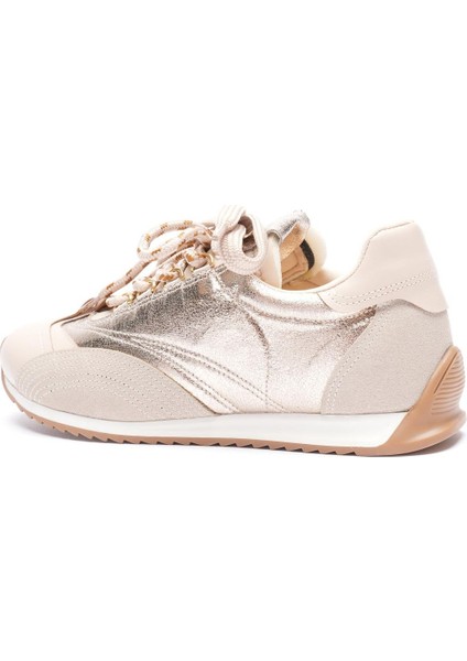 Kadın Deri Sneaker Paraşüt Detaylı Bej-Gold Lurea fırsatları