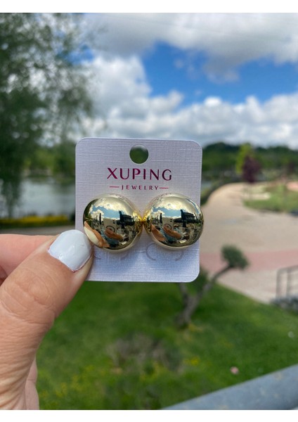 Xuping 14K Altın Kaplama Hediyelik Suya Dayanıklı Kadın Küpe Gold Büyük Şık Modern Zarif Küpe Parlak Görünüm Minimal Gold Küpe Günlük Kullanım Için Ideal fiyatları