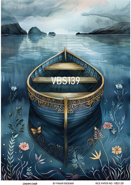 Lacivert Serisi VBS139 Sandal, Deniz Desenli 30*42 cm Pirinç Dekopaj