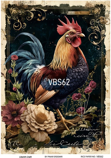 Lacivert Serisi VBS62 Mavi, Çiçek, Portre Desenli 30*42 cm Pirinç Dekopaj