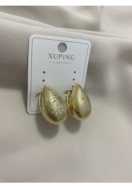 Xuping 14K Altın Kaplama Hediyelik Suya Dayanıklı Kadın Küpe Gold Büyük Küpe Şık Modern Taşlı Zarif Parlak Görünüm Minimal Damla Sepet Hasır Gold Küpe Günlük Kullanım Için Ideal