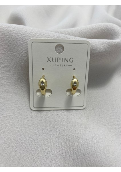 Xuping 14K Altın Kaplama Hediyelik Suya Dayanıklı Kadın Küpe Gold Halka Şık Modern Taşlı Zarif Küpe Parlak Görünüm Minimal Gold Küpe Günlük Kullanım Için Ideal