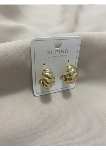 Xuping küpe 14K Altın Kaplama Hediyelik Suya Dayanıklı Kadın Küpe Gold Büyük Halka Küpe Şık ve Modern Baget Taşlı Zarif Küpe Parlak Görünüm Minimal Gold Günlük Kullanım Için Ideal