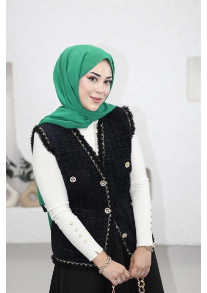 140363 Angora Sim ve Püskül Detaylı Yelek fiyatları