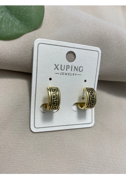 Xuping 14K Altın Kaplama Hediyelik Suya Dayanıklı Kadın Küpe Siyah Gold Halka Şık ve Modern Zarif Küpe Parlak Görünüm Minimal Gold Küpe Günlük Kullanım Için Ideal fiyatları