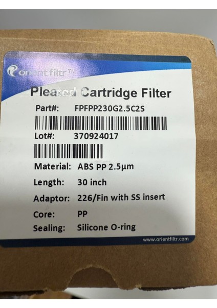 Endüstriyel Katlanmış Kartuş Filtre 30INÇ 2,5 Mikron fiyatları