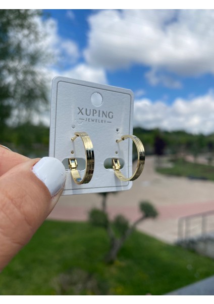 Xuping 14K Altın Kaplama Hediyelik Suya Dayanıklı Kadın Küpe Gold Büyük Halka Küpe Şık ve Modern Zarif Küpe Parlak Görünüm Minimal Gold Küpe Günlük Kullanım Için Ideal fiyatları