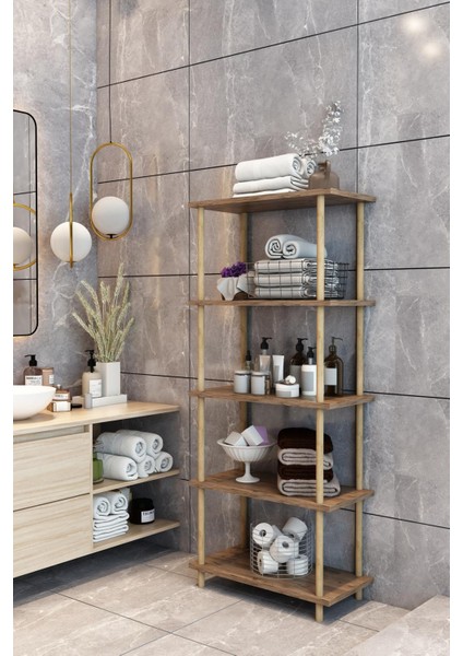 “çok Amaçlı Natural Ahşap Raf Sistemi 5 Katlı Banyo ve Mutfak Düzenleyici” fırsatları