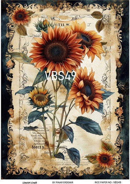 Lacivert Serisi VBS49 Mavi, Çiçek, Portre Desenli 30*42 cm Pirinç Dekopaj