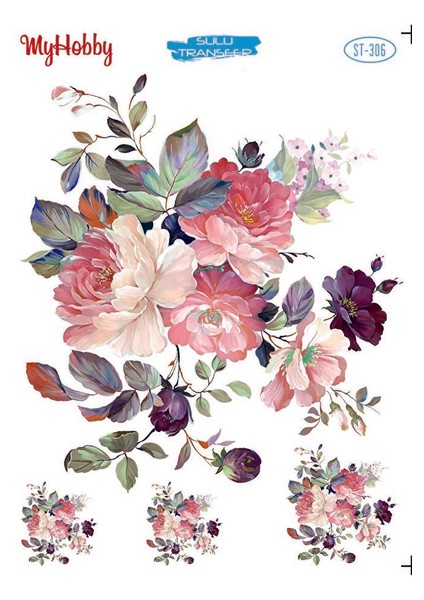 St 306 Çiçek Desenli Sulu Transfer 25X35