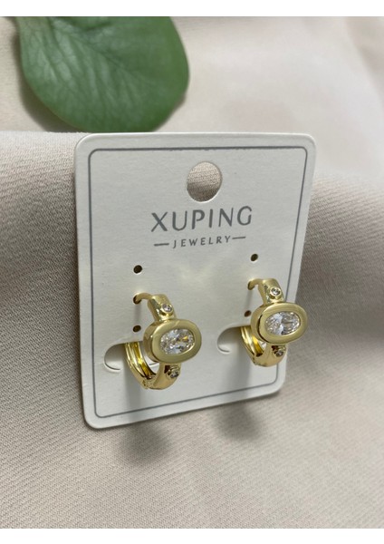 Xuping küpe 14K Altın Kaplama Hediyelik Suya Dayanıklı Kadın Küpe Gold Büyük Halka Küpe Şık ve Modern Baget Taşlı Zarif Küpe Parlak Görünüm Minimal Gold Günlük Kullanım Için Ideal fiyatları