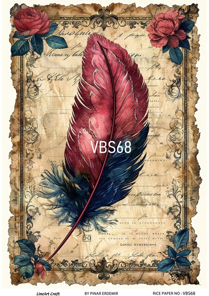 Lacivert Serisi VBS68 Mavi, Çiçek, Portre Desenli 30*42 cm Pirinç Dekopaj