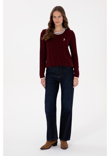 Kadın Bordo Kazak /triko 50317182-VR014 fırsatları