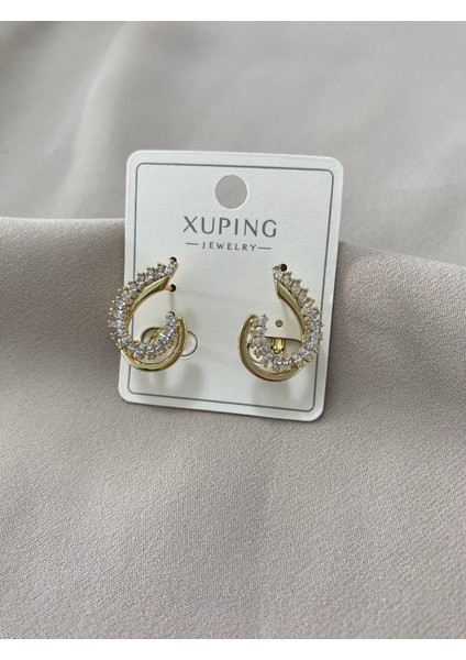 Xuping küpe 14K Altın Kaplama Hediyelik Suya Dayanıklı Kadın Küpe Gold Büyük Şık Modern Taşlı Zarif Parlak Görünüm Minimal Gold Günlük Kullanım Için Ideal