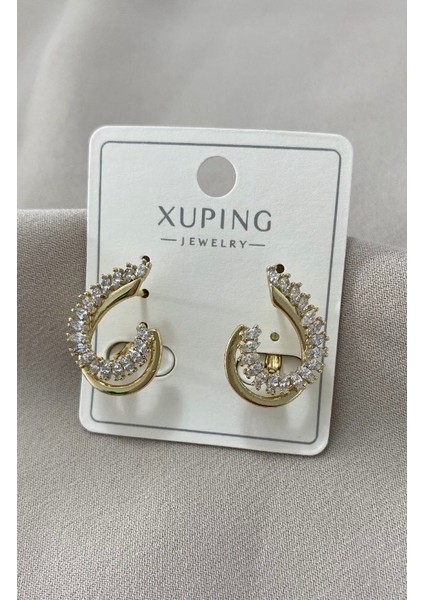 Xuping küpe 14K Altın Kaplama Hediyelik Suya Dayanıklı Kadın Küpe Gold Büyük Şık Modern Taşlı Zarif Parlak Görünüm Minimal Gold Günlük Kullanım Için Ideal fiyatları