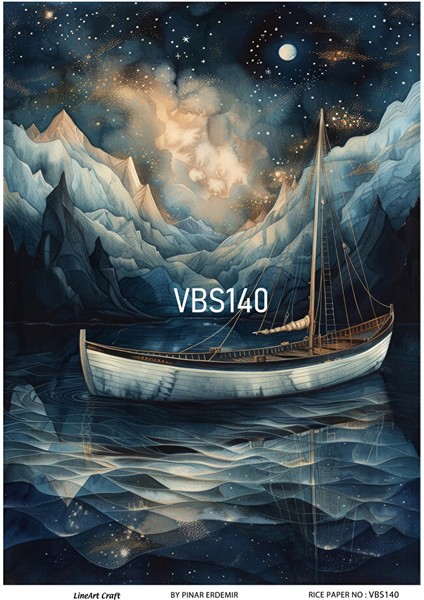 Lacivert Serisi VBS140 Sandal, Deniz Desenli 30*42 cm Pirinç Dekopaj