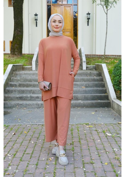 5015 Bisiklet Yaka Yanları Cepli Oversize Takım