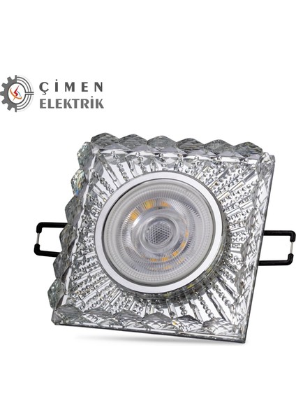 Noas YL65 1737 Selen LED Çerçeveli 4000K Kare Kristal Cam Spot Kasa - Priz ve Anahtar Için Uyuml