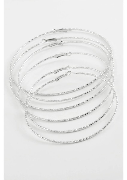 Çizgili Metal Halka Küpe 6 Adet