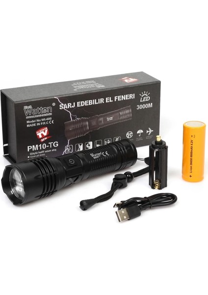 3000 Lümen Güçlü El Feneri WT-600