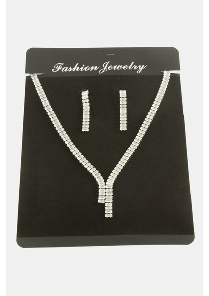 Tamtur Baget Zirkon Taşlı Lüks Set Kolye 7 mm