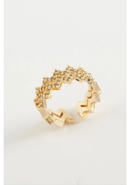 Zikzak Zirkon Taşlı Yüzük