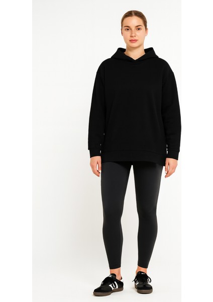 Kadın Eleni Rahat Kesim Yırtmaçlı Kapüşonlu Sweatshirt