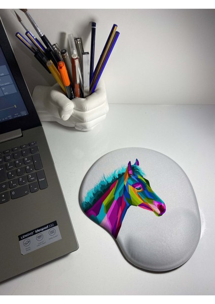 3D Illustrasyon Çizim At Bilek Destekli Mouse Pad