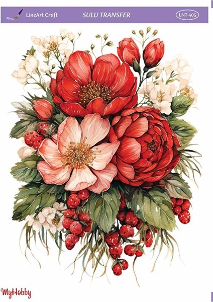 LNT405 Çiçek Desenli Açık Zemin Sulu Transfer 25*35 cm