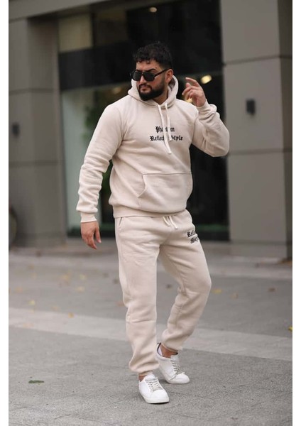 Erkek Unisex Kapüşonlu Kanguru Cepli Şardonlu 3 Iplik Kışlık Içi Polarlı Günlük Eşofman Takım fiyatları