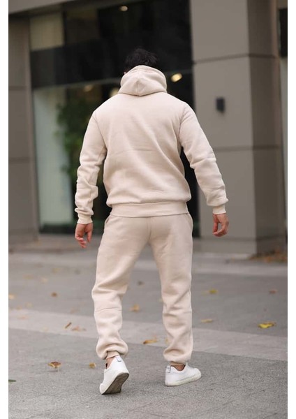 Erkek Unisex Kapüşonlu Kanguru Cepli Şardonlu 3 Iplik Kışlık Içi Polarlı Günlük Eşofman Takım indirimleri