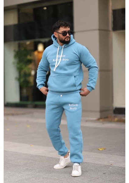 Erkek Unisex Kapüşonlu Kanguru Cepli Şardonlu 3 Iplik Kışlık Içi Polarlı Günlük Eşofman Takım fiyatları