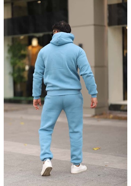 Erkek Unisex Kapüşonlu Kanguru Cepli Şardonlu 3 Iplik Kışlık Içi Polarlı Günlük Eşofman Takım indirimleri