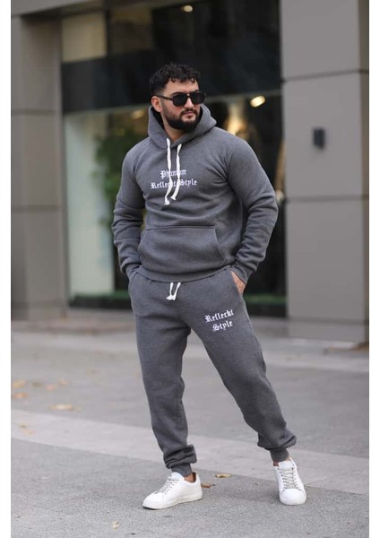 Erkek Unisex Kapüşonlu Kanguru Cepli Şardonlu 3 Iplik Kışlık Içi Polarlı Günlük Eşofman Takım fiyatları