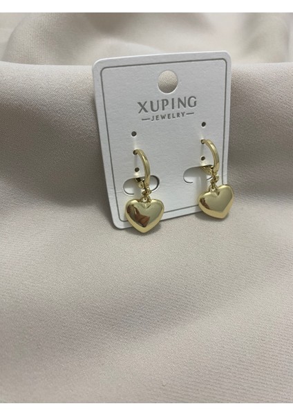 Xuping küpe 14K Altın Kaplama Hediyelik Suya Dayanıklı Kadın Küpe Gold Büyük Halka Küpe Şık ve Modern Kalpli Sallantılı Zarif Küpe Parlak Görünüm Minimal Gold Günlük Kullanım Için