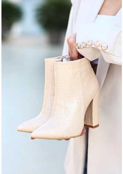 Loora Ten Rugan Desenli Topuklu Bot modelleri