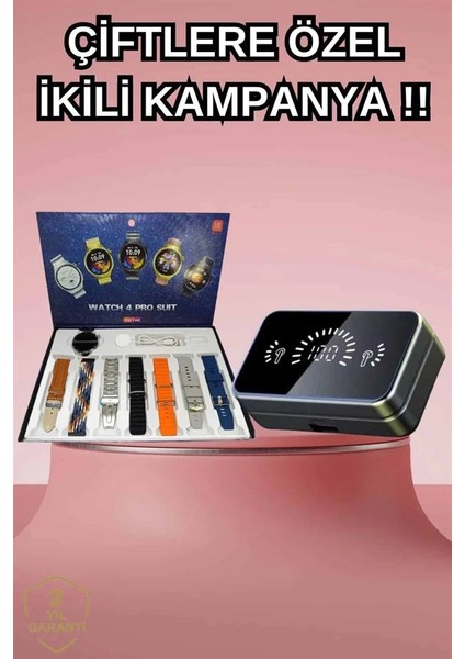 Powerbank Aynalı Bluetooth Kulaklık ve Akıllı Saat Seti Anc Özelliği Dokunamatik fiyatları